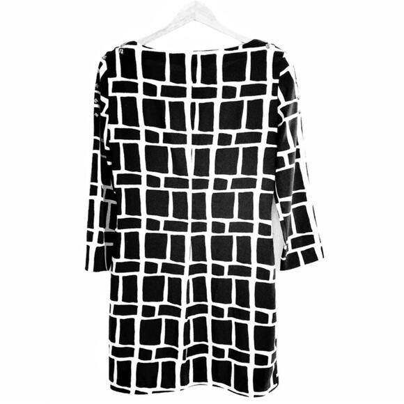 A/X Armani Exchange Black & White Windowpane Print Embellished Shoulder Dress, 2 - Picture 2 of 10